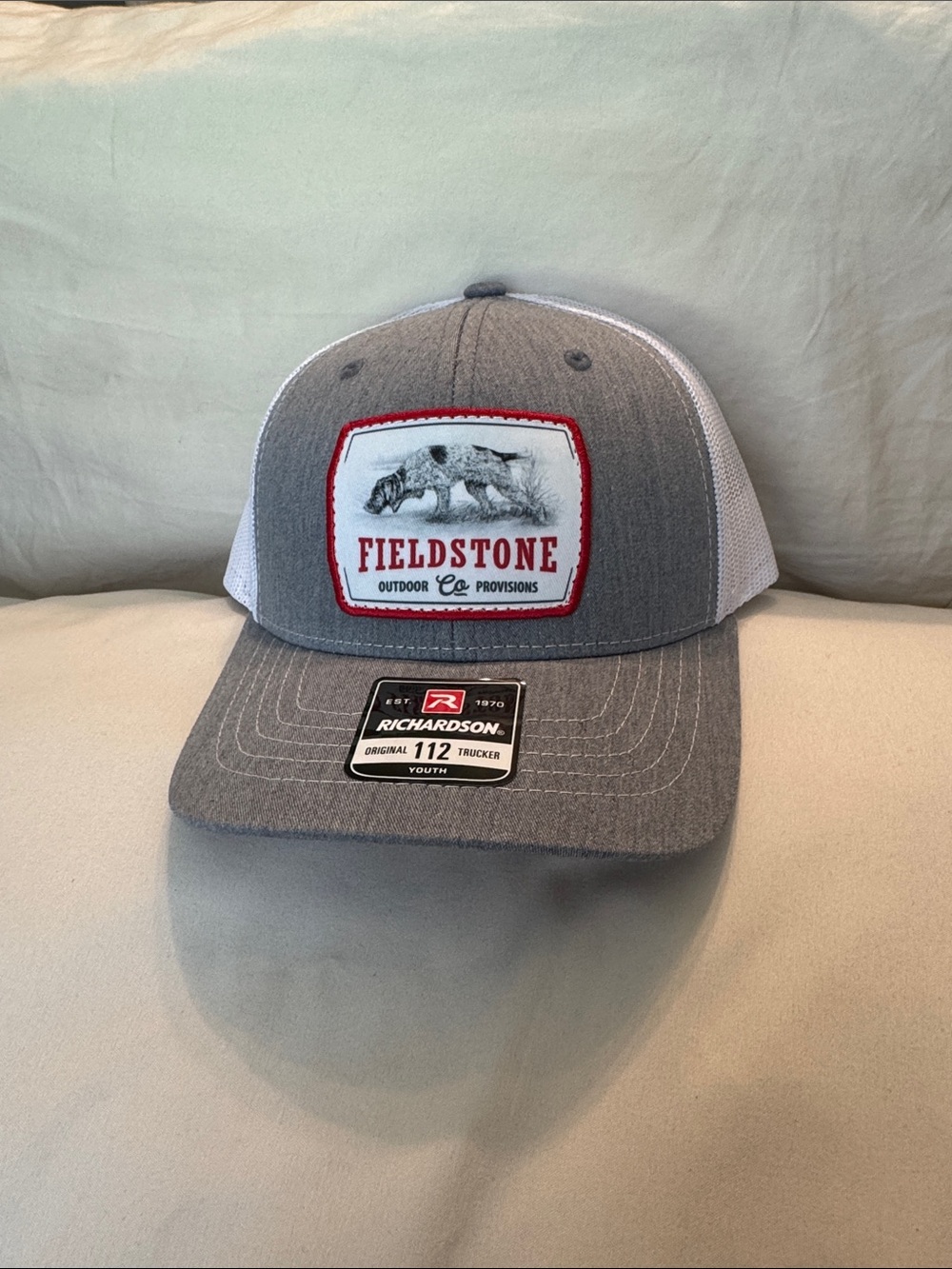 Fieldstone Youth Gray and White Trucker Hat by Richardson